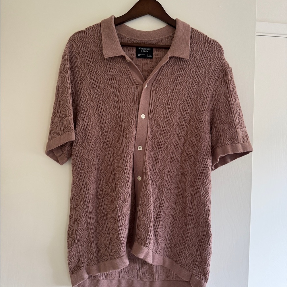 Abercrombie & Fitch Textured Button Down Shirt - Dusty Rose